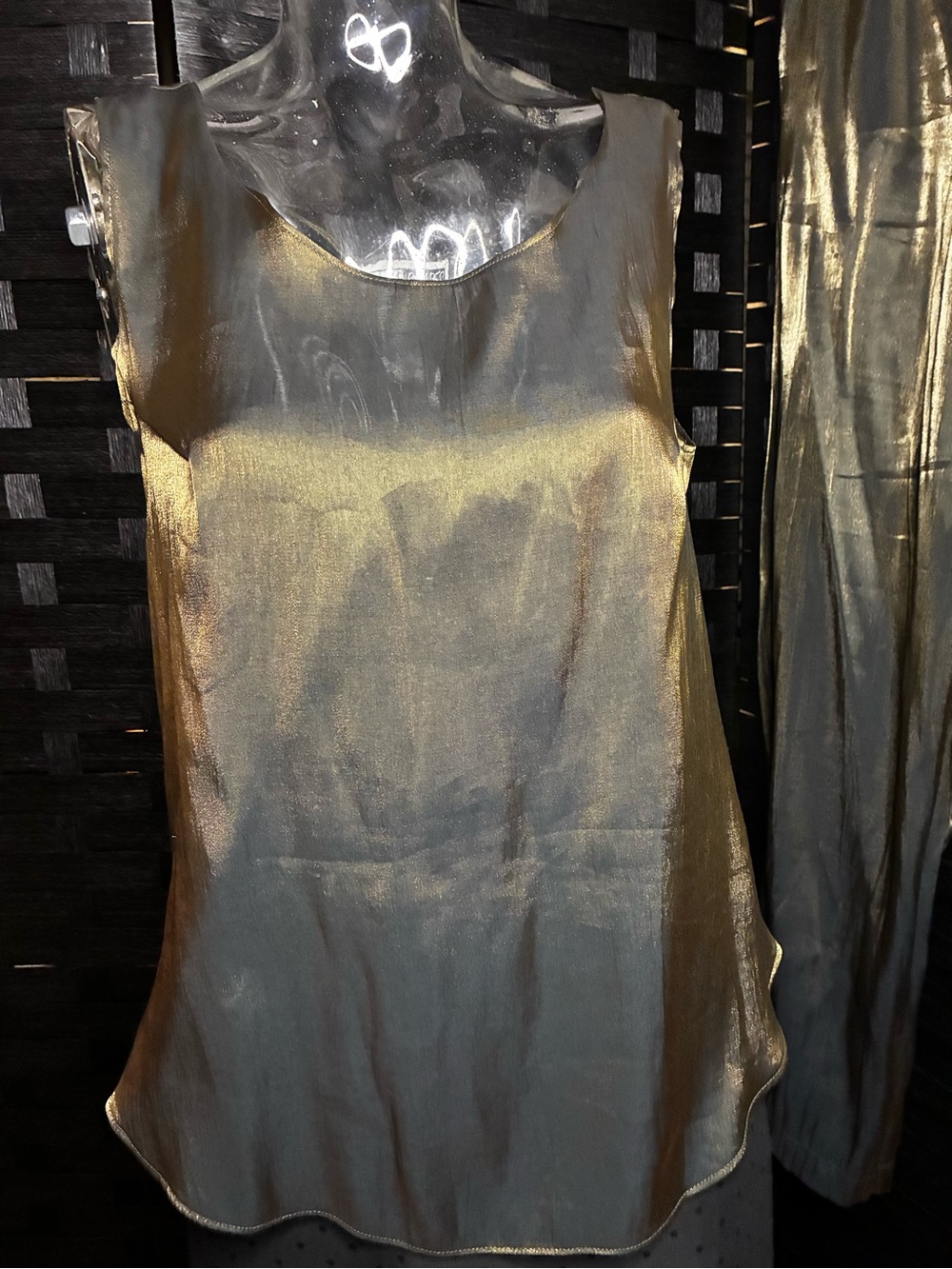 Metallic Gold Satin Sleeveless Chemise